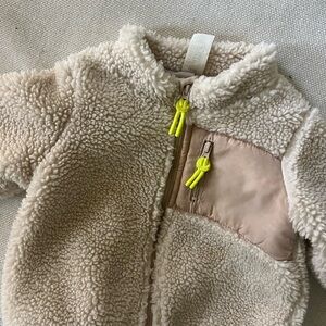 H&M Cream Sherpa Jacket with Neon Details